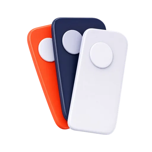 Illustration of three fanned brand cards