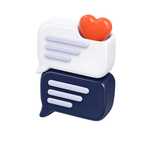 Illustration of two chat bubbles with a heart